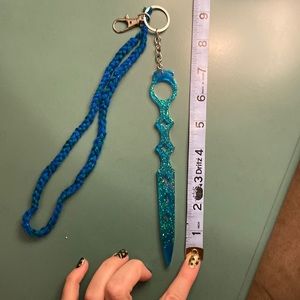 Blue resin self defense keychain